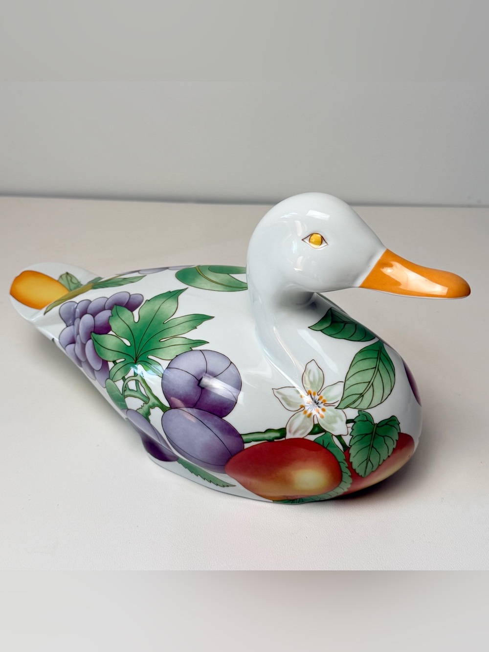 Villeroy & Boch Gallo Design Ceramic Duck with Fruit Pattern Vintage Cottage
